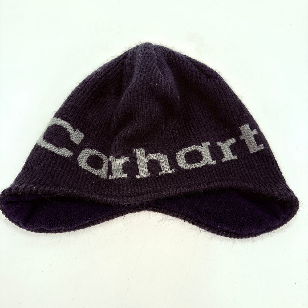 Carhartt A277 Navy Blue Ear Flap Fleece Lined Hat One Size